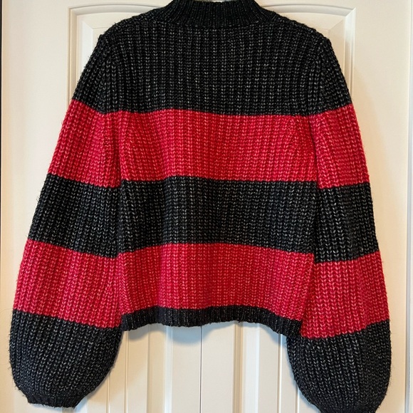 La Ligne Black and Red Wide-Stripe Chunky Crew Sweater - Picture 2 of 5